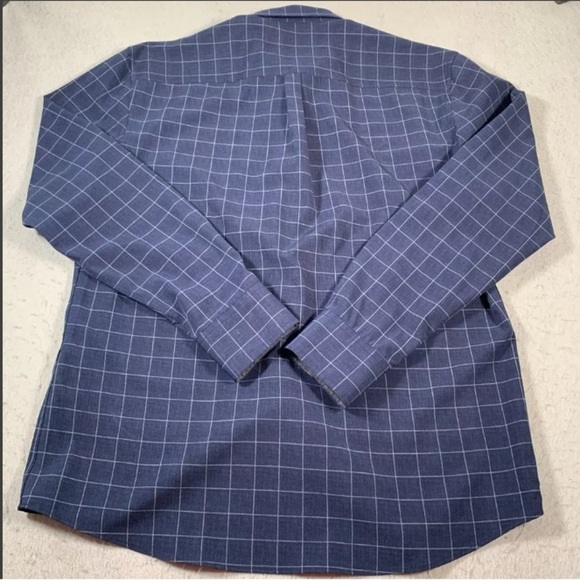 🆕 VINCE CAMUTO Shirt Mens Large Blue Check Button Up Long Sleeve Stretch - Picture 7 of 8